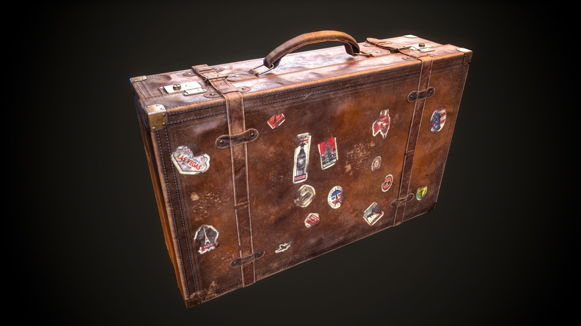 Leather Suit Case Low-poly 3D model_10