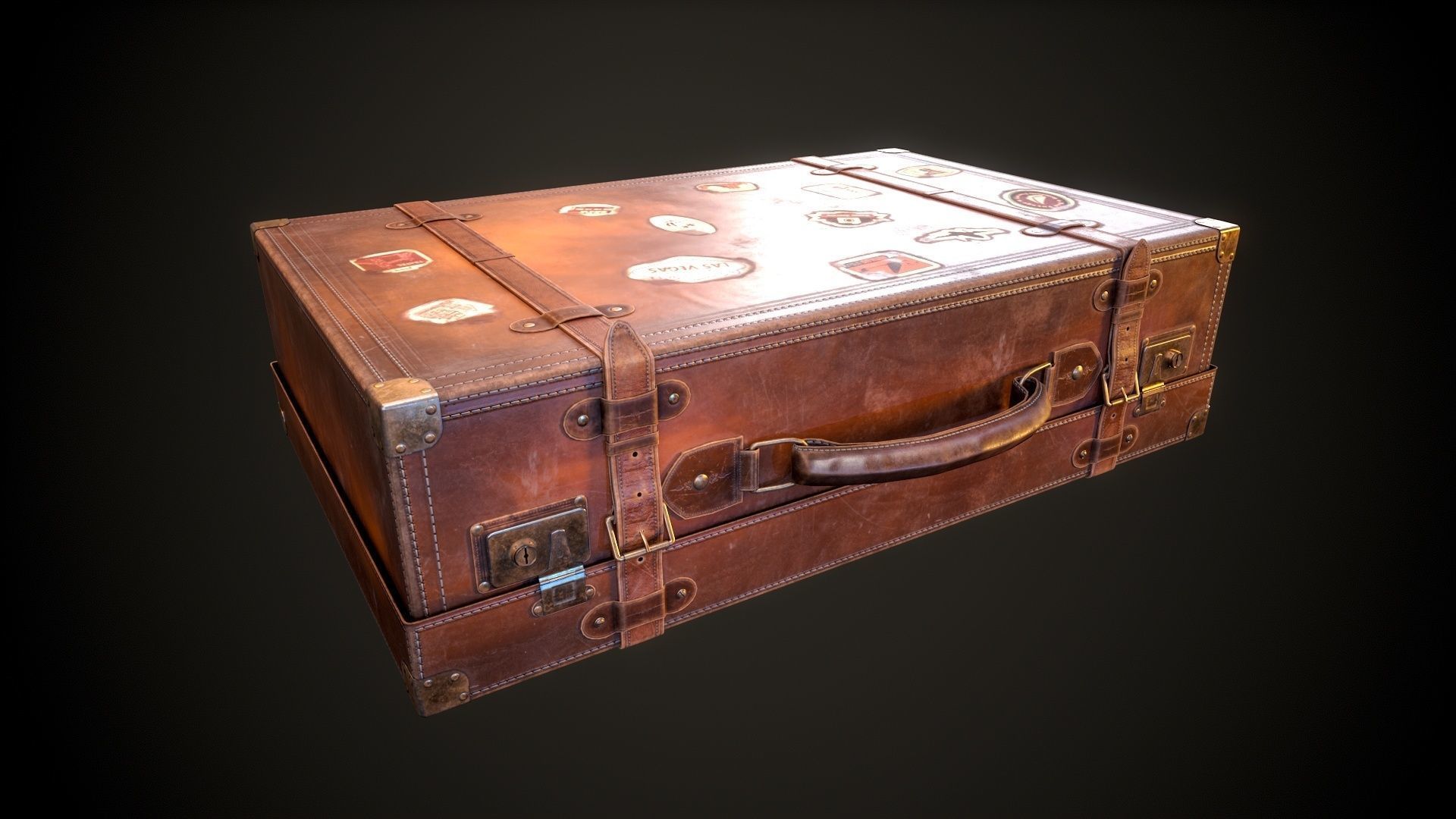 Leather Suit Case Low-poly 3D model_7