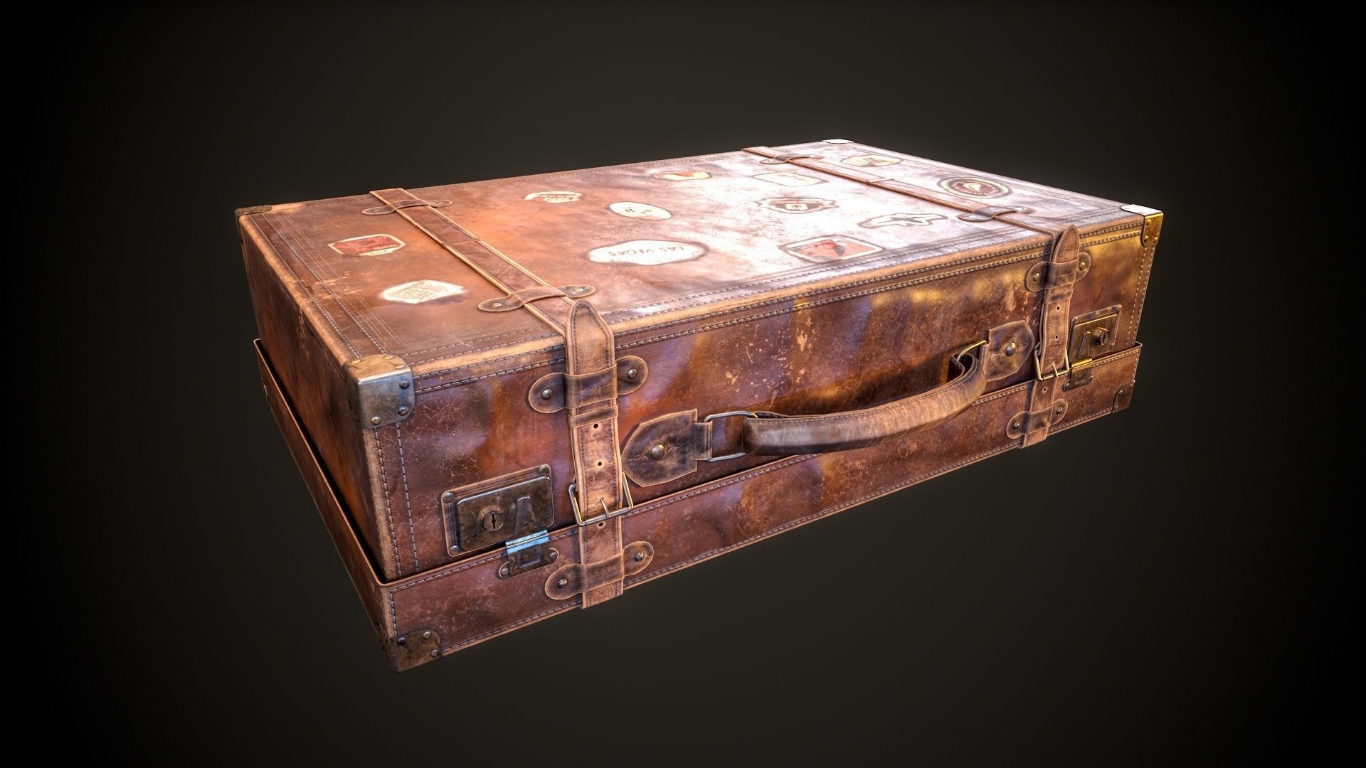 Leather Suit Case Low-poly 3D model_6