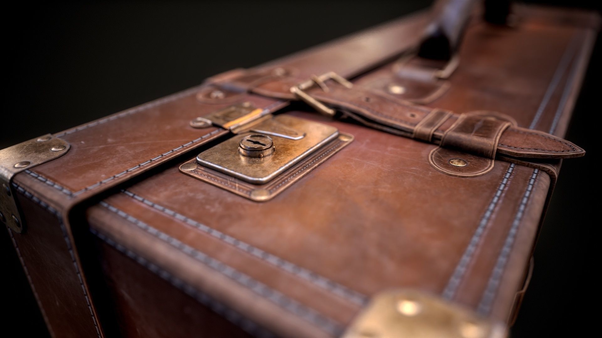 Leather Suit Case Low-poly 3D model_14