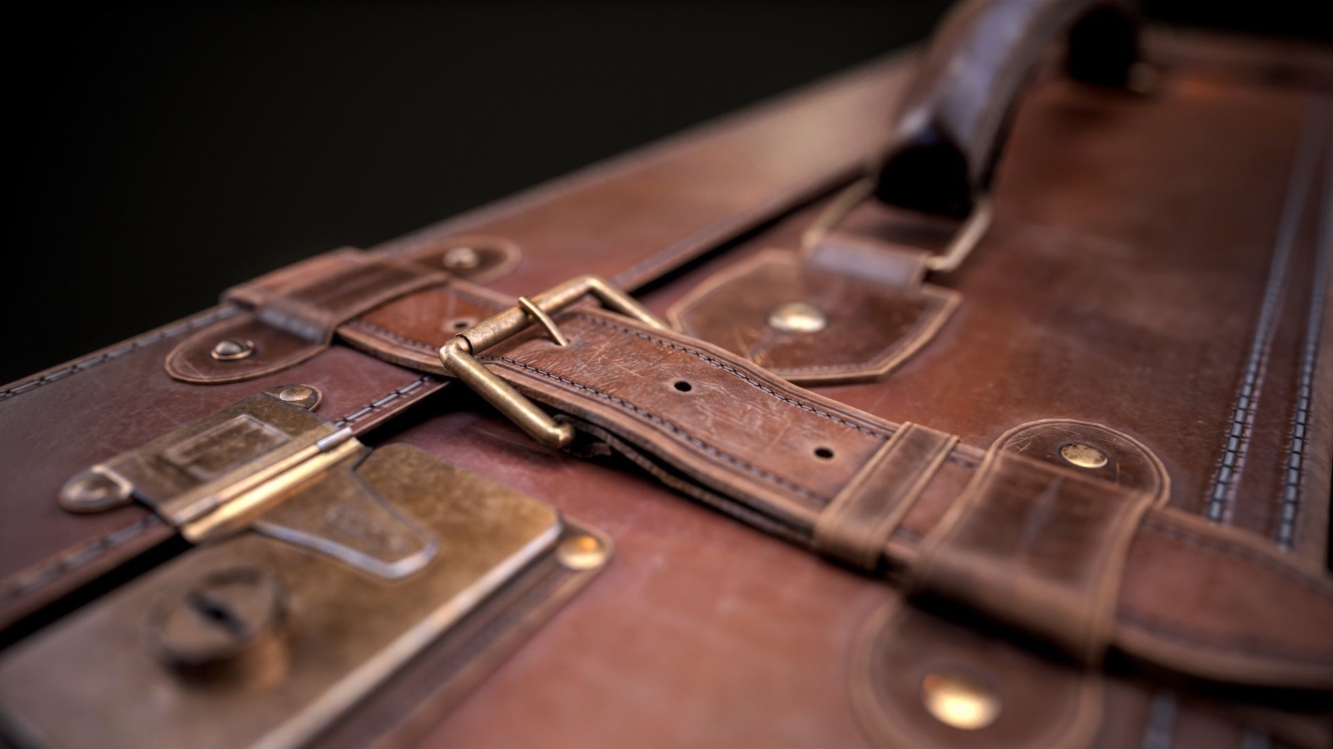 Leather Suit Case Low-poly 3D model_15