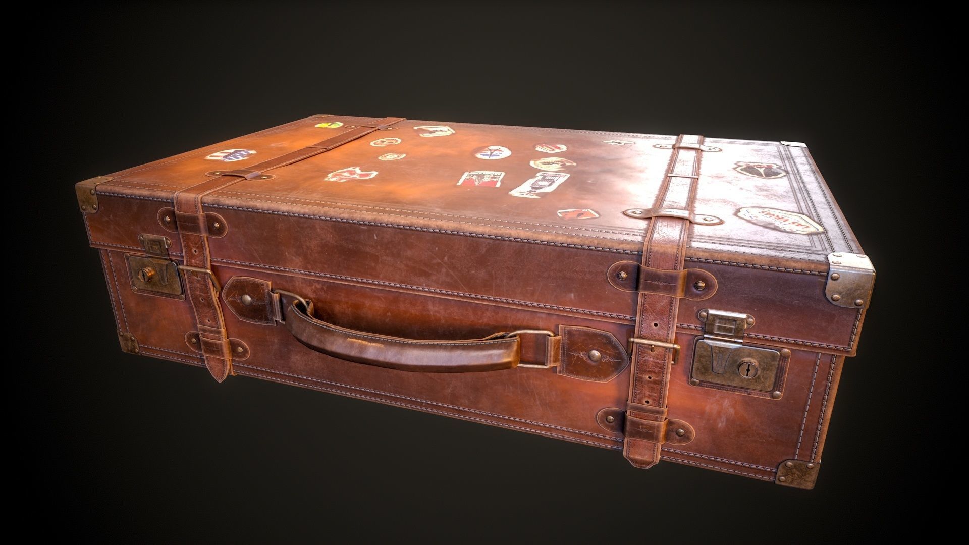 Leather Suit Case Low-poly 3D model_3
