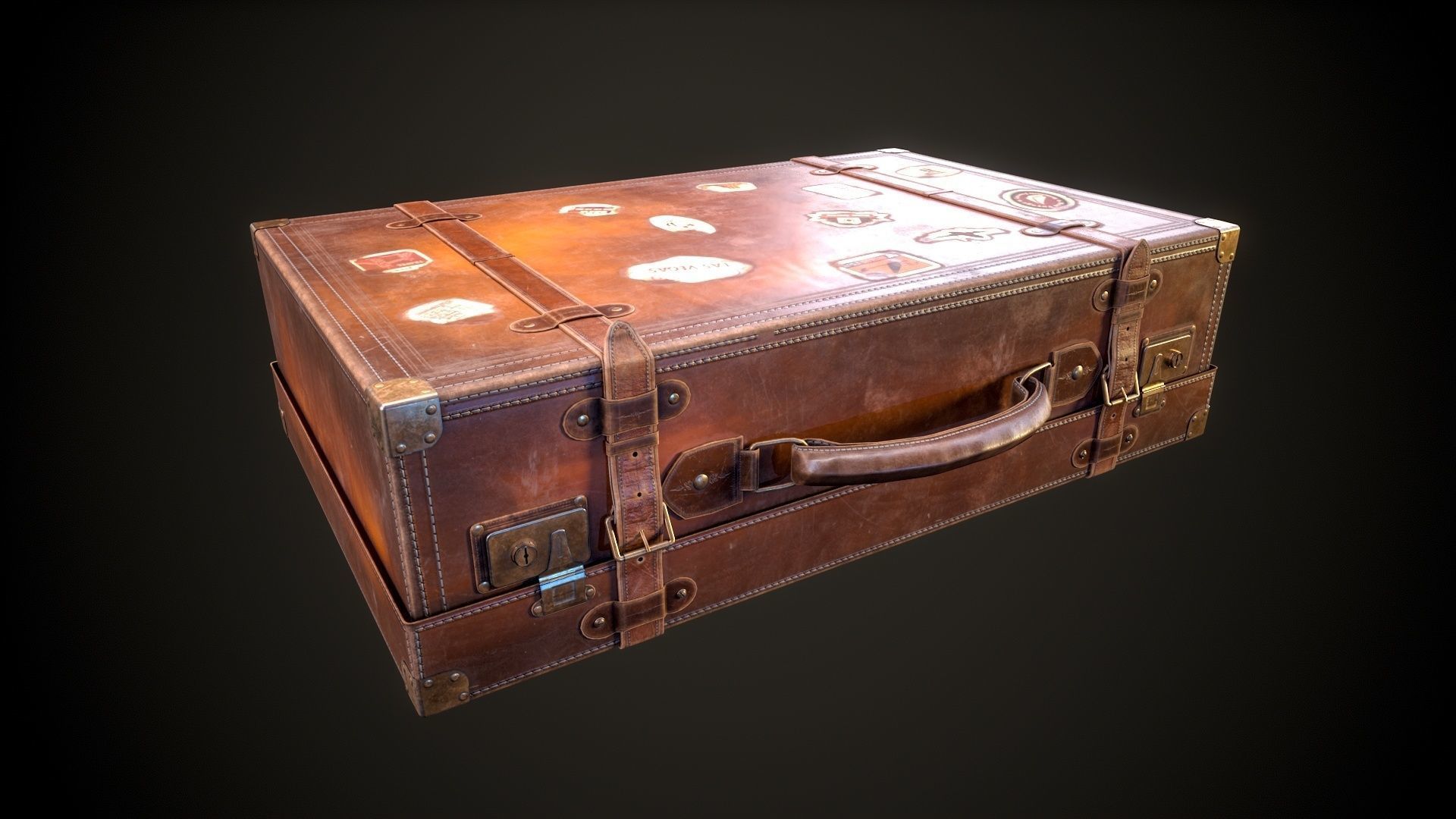 Leather Suit Case Low-poly 3D model_5
