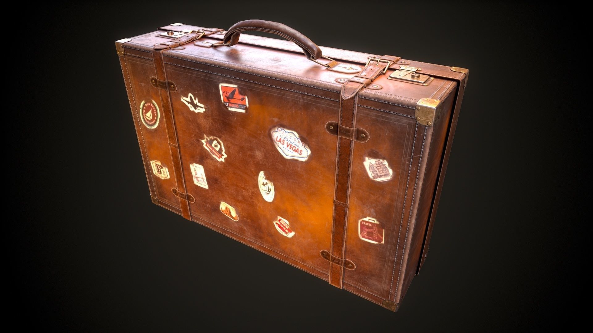 Leather Suit Case Low-poly 3D model_12