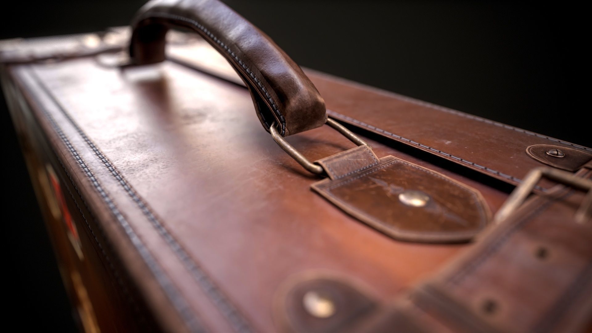 Leather Suit Case Low-poly 3D model_16