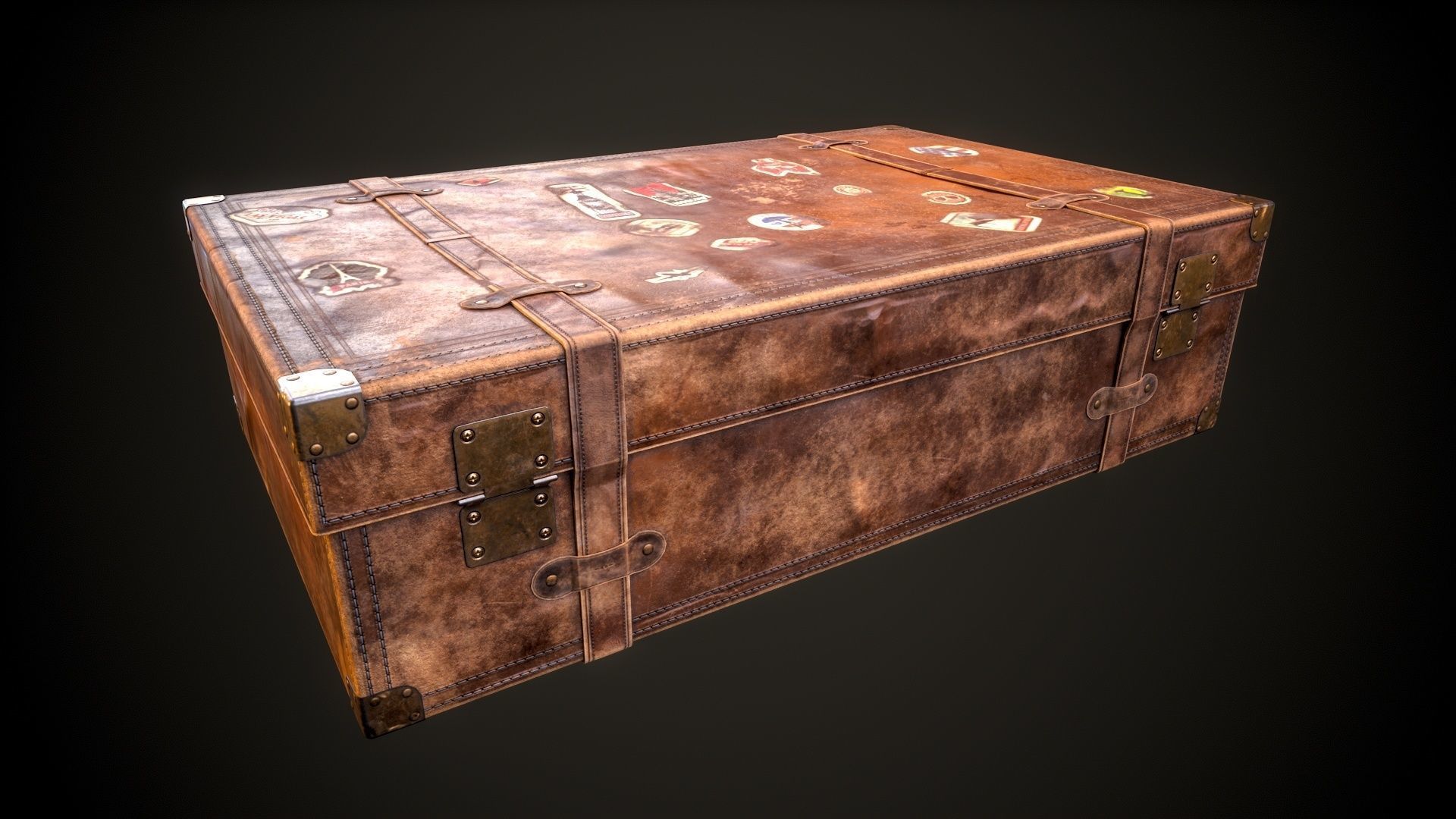 Leather Suit Case Low-poly 3D model_9