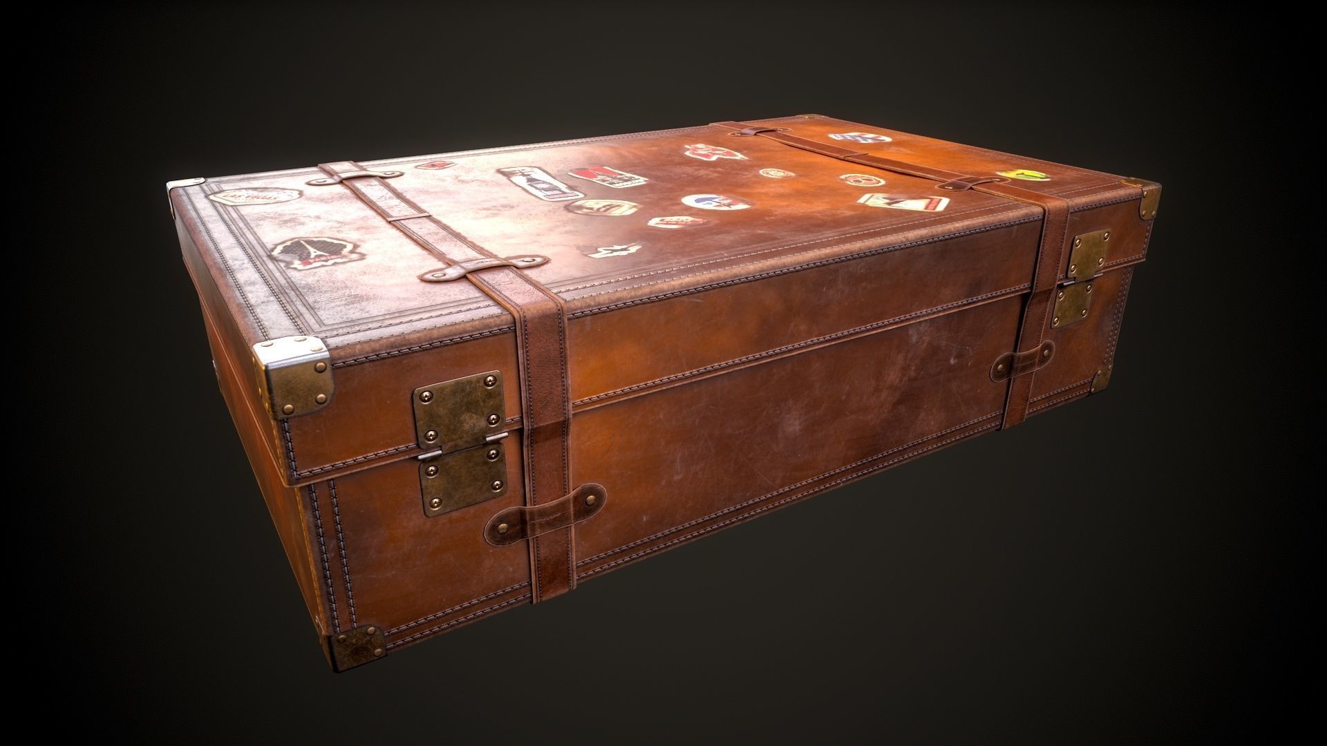 Leather Suit Case Low-poly 3D model_8