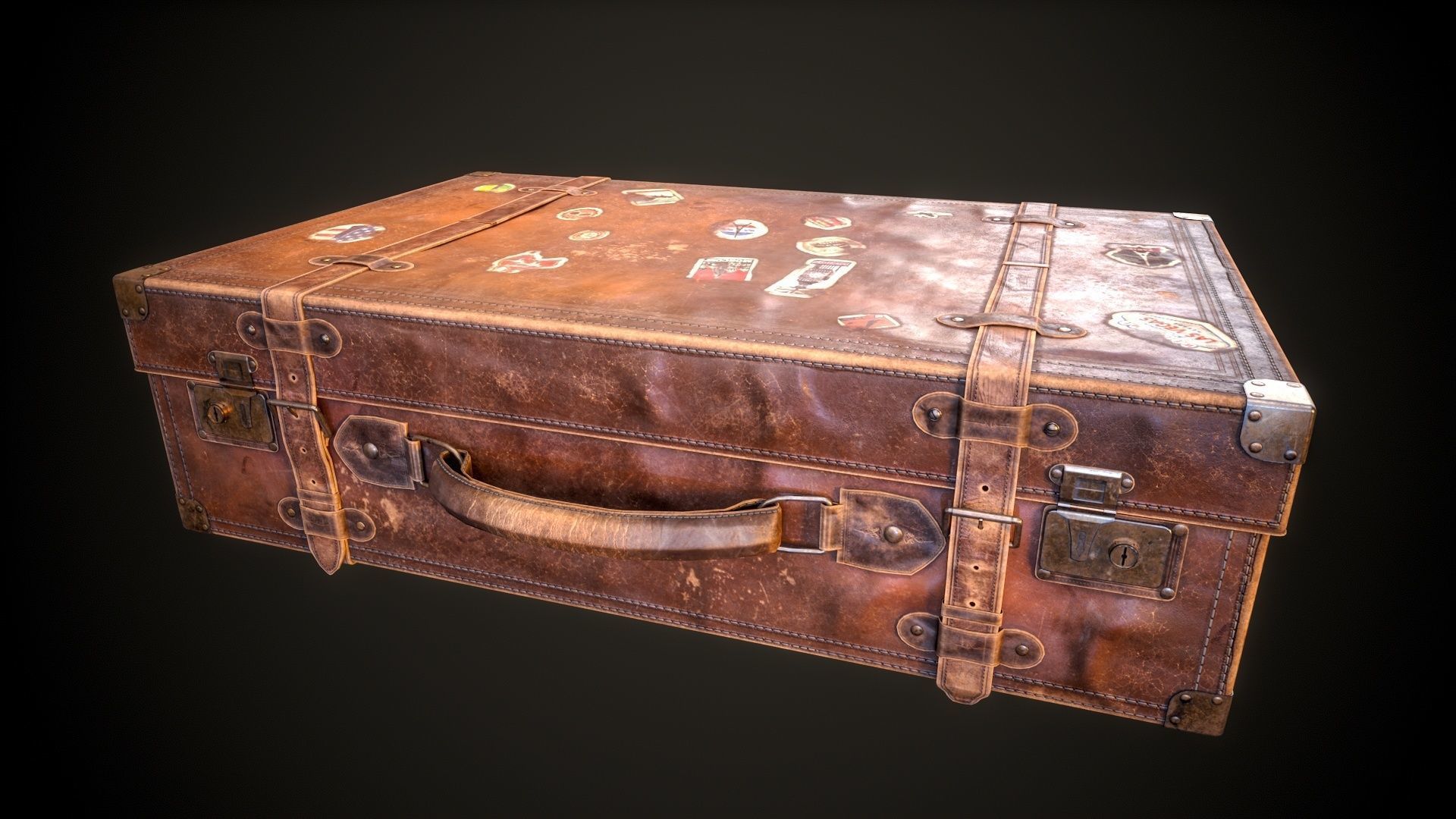 Leather Suit Case Low-poly 3D model_4