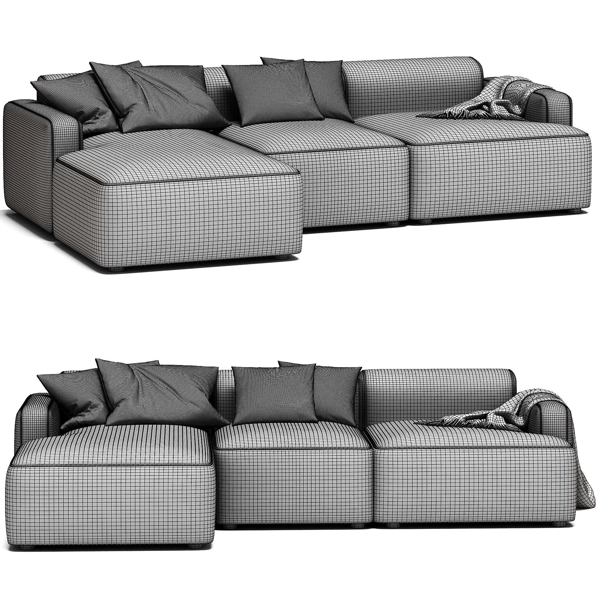 Sofa Rinconera De Pana Melva 3D model_3