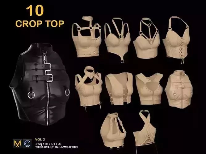 10 CROP TOP Low-poly 3D model 10 CROP TOP Low-poly 3D model