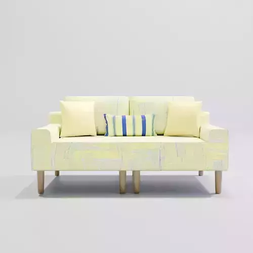 ArchViz Blue and Yellow Couch With Pillows