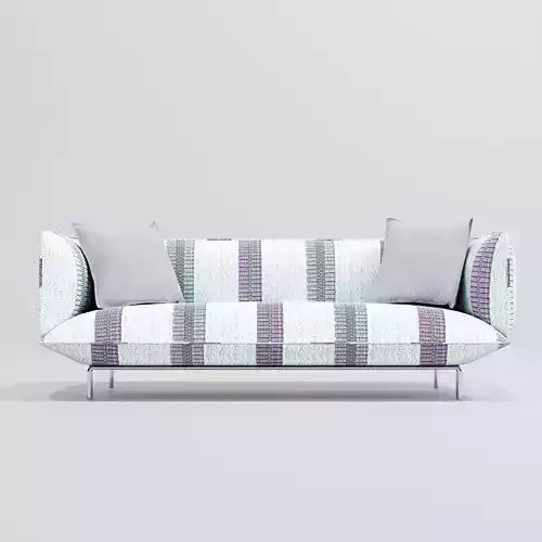 Striped Fabric Couch with Pillows