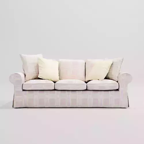 Pink and Yellow Couch with Pillows
