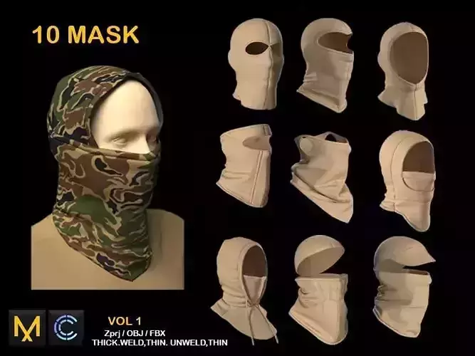 10 MASK Low-poly 3D model