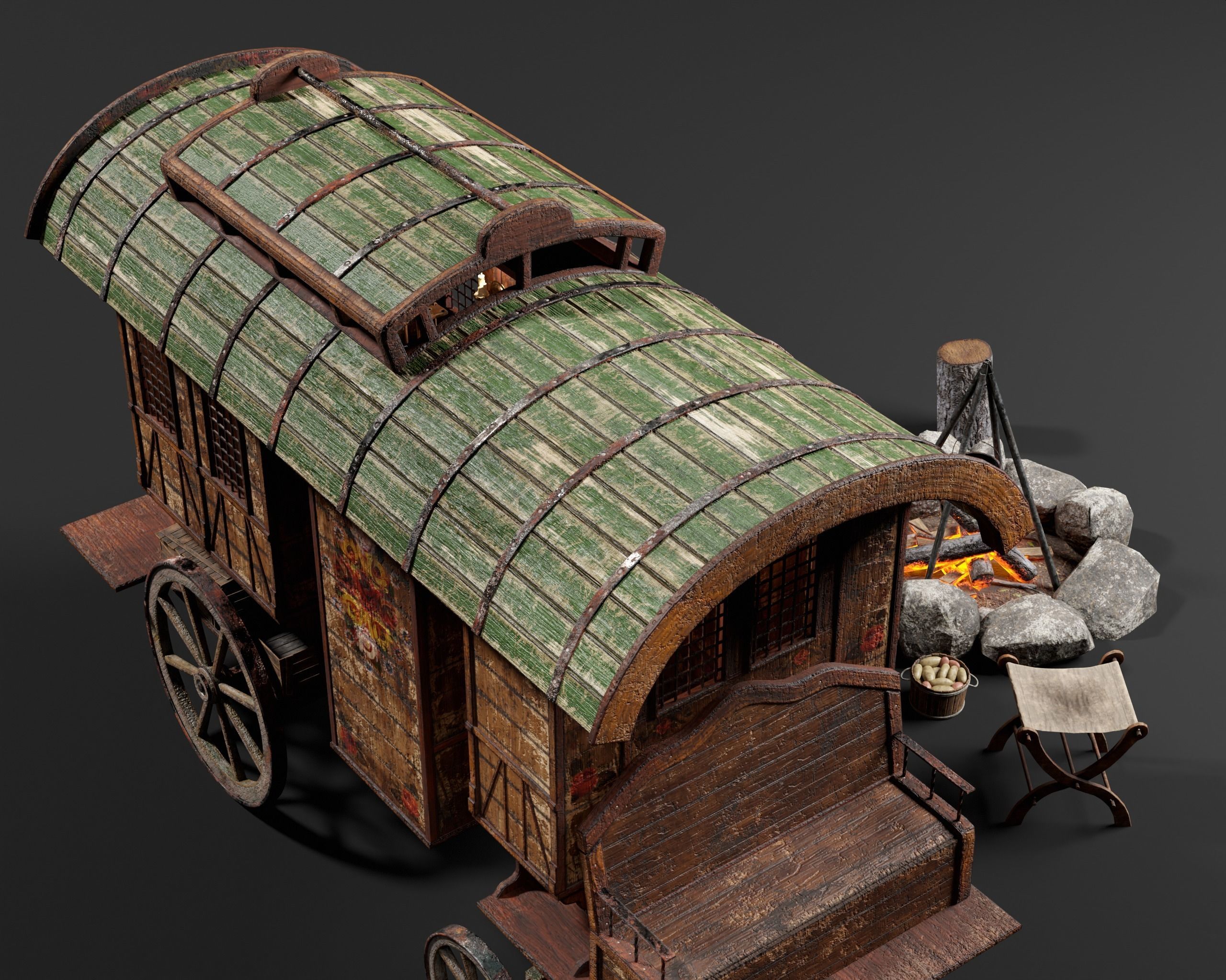 Medieval Wagon Camping Pack 3D Model Collection_30