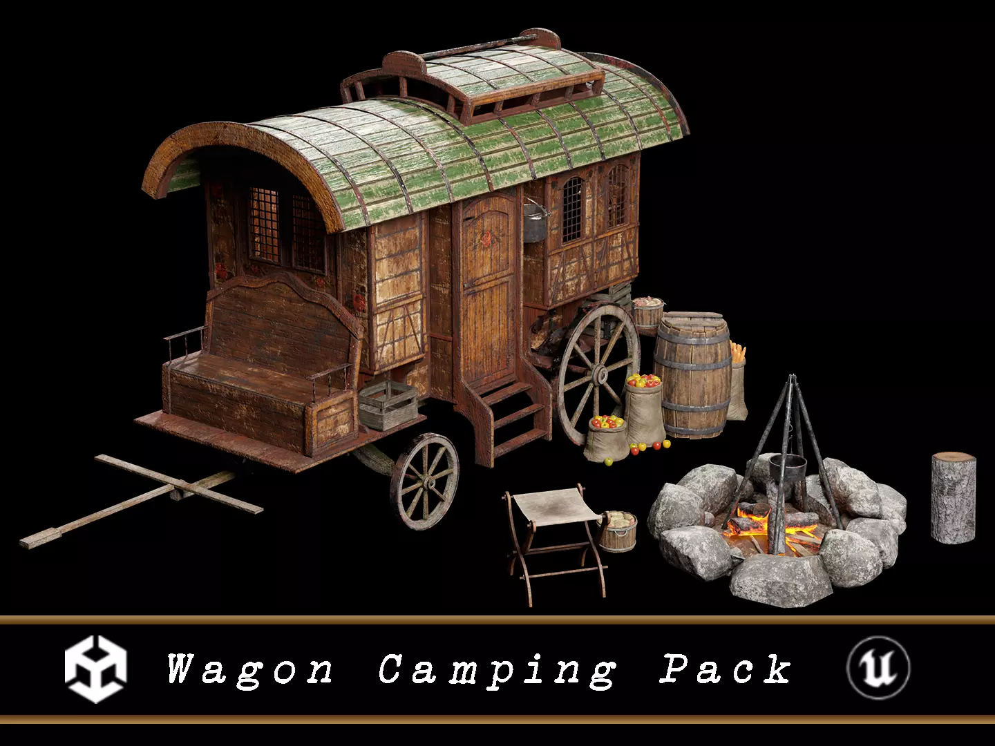 Medieval Wagon Camping Pack 3D Model Collection_0