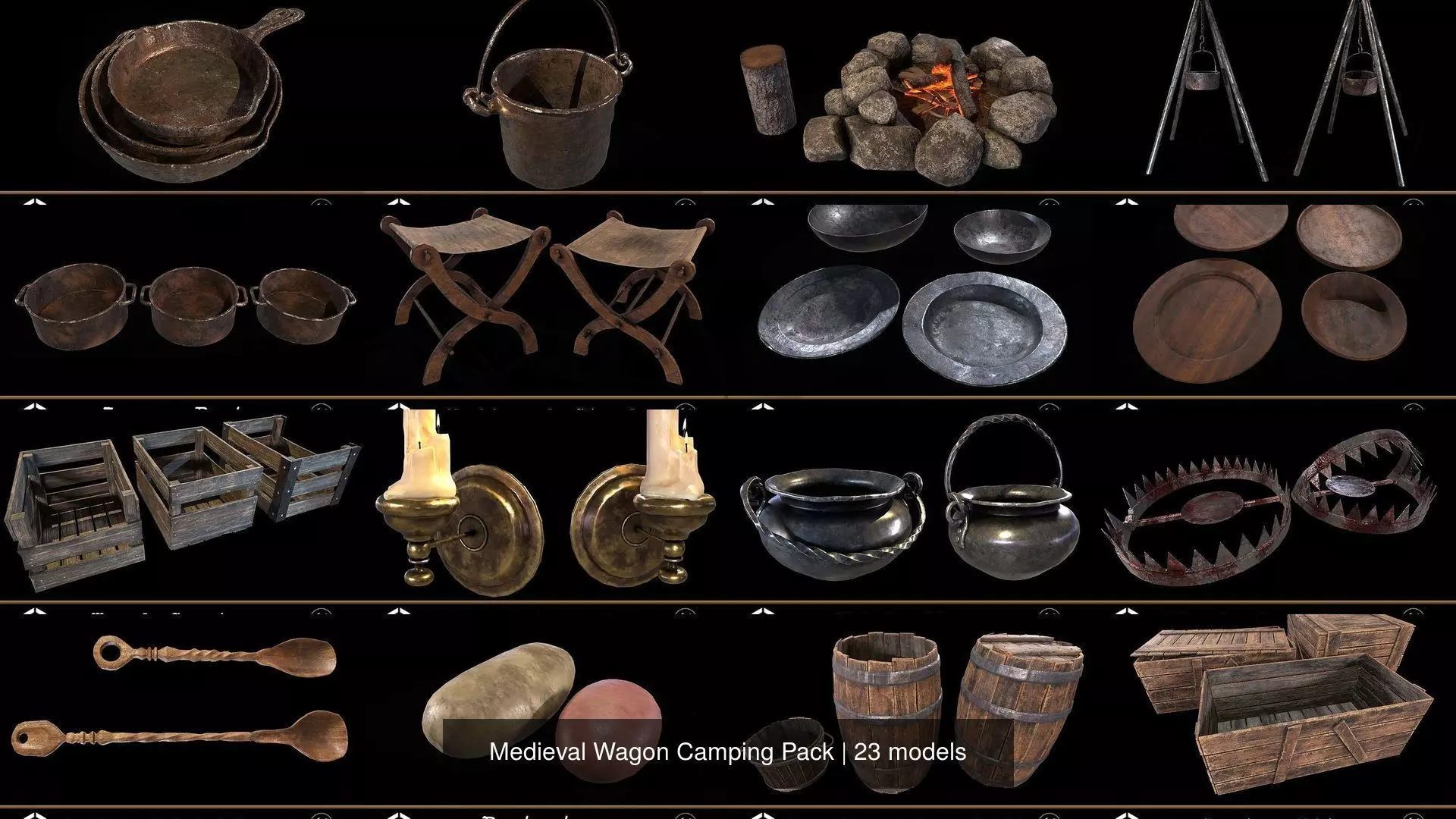 Medieval Wagon Camping Pack 3D Model Collection_24