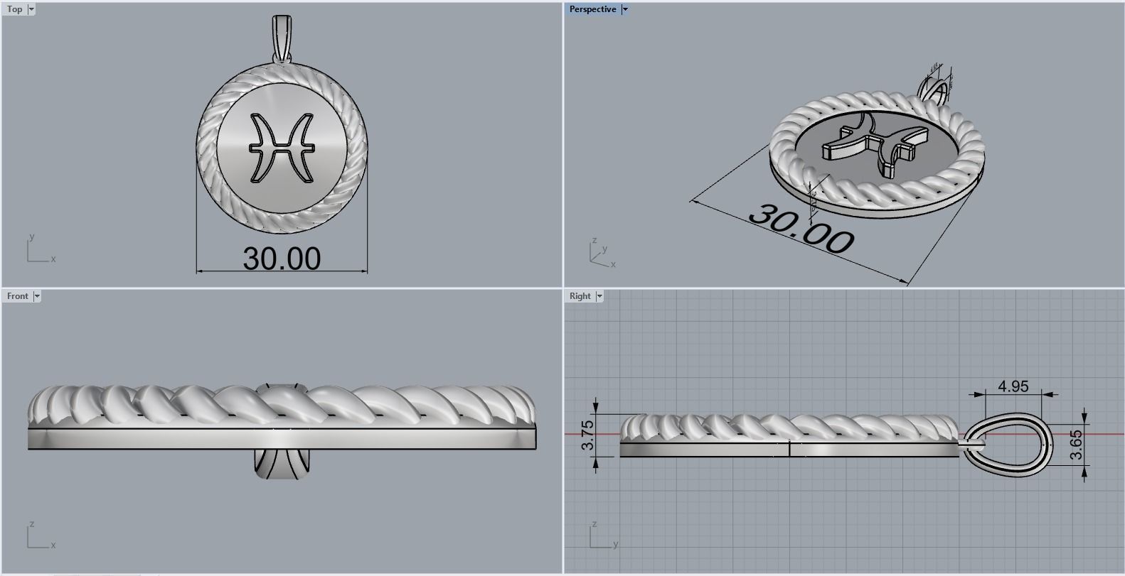 Zodiac sign Pisces model 861 3D print model_3
