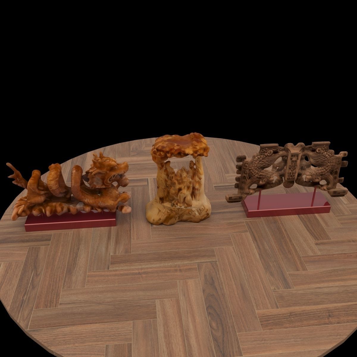 Chinese dragon carving pattern  3D model_5