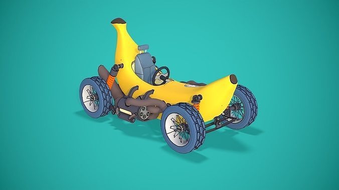 Banana Car Cartoonish Sylized Low-poly 3D model