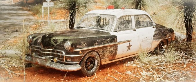 Police Chrysler Newyorker car 1950 Low-poly 3D model 2