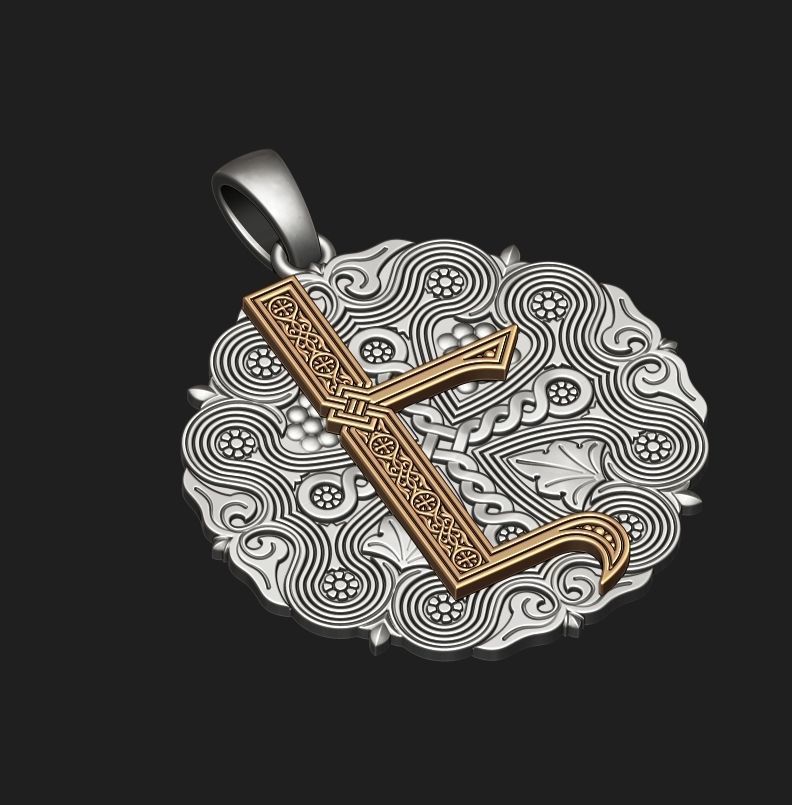 PENDANT WITH THE ARMENIAN LETTER 2 Printable Model 3D print model_5