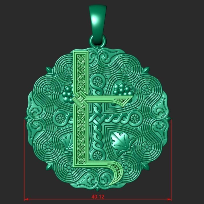 PENDANT WITH THE ARMENIAN LETTER 2 Printable Model 3D print model_1