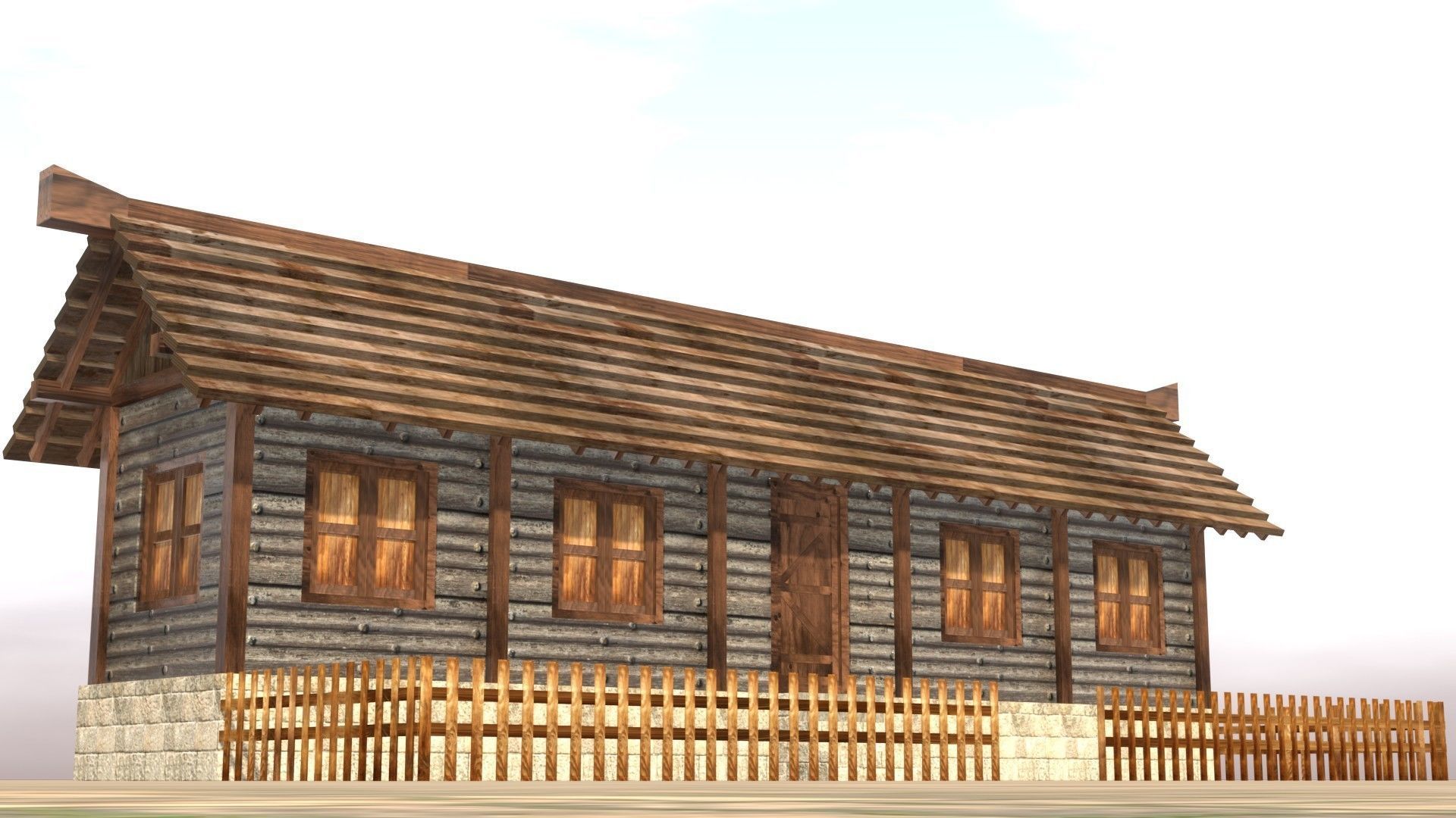 Medieval house twelve 9 Low-poly 3D model_11
