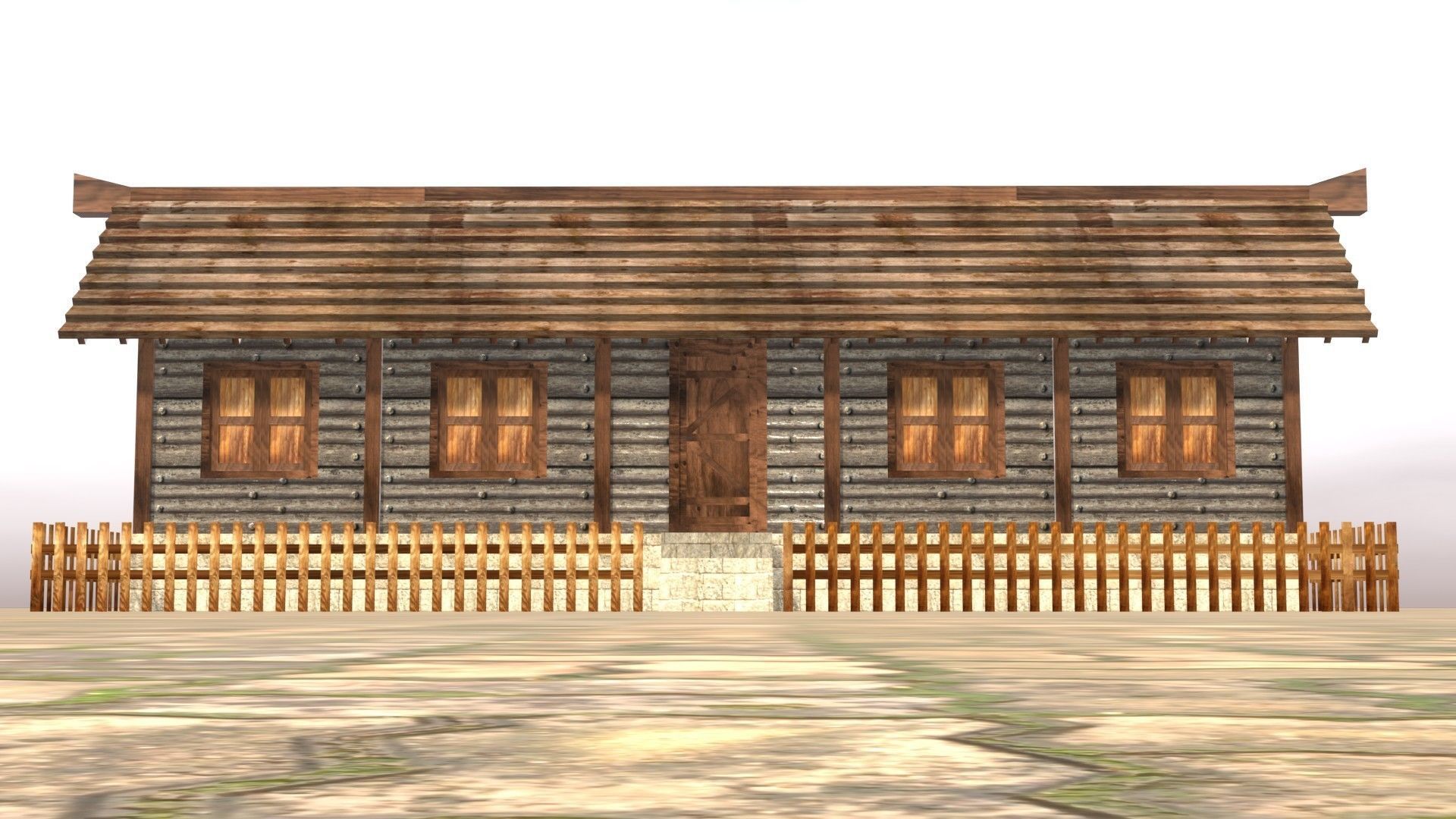 Medieval house twelve 9 Low-poly 3D model_10