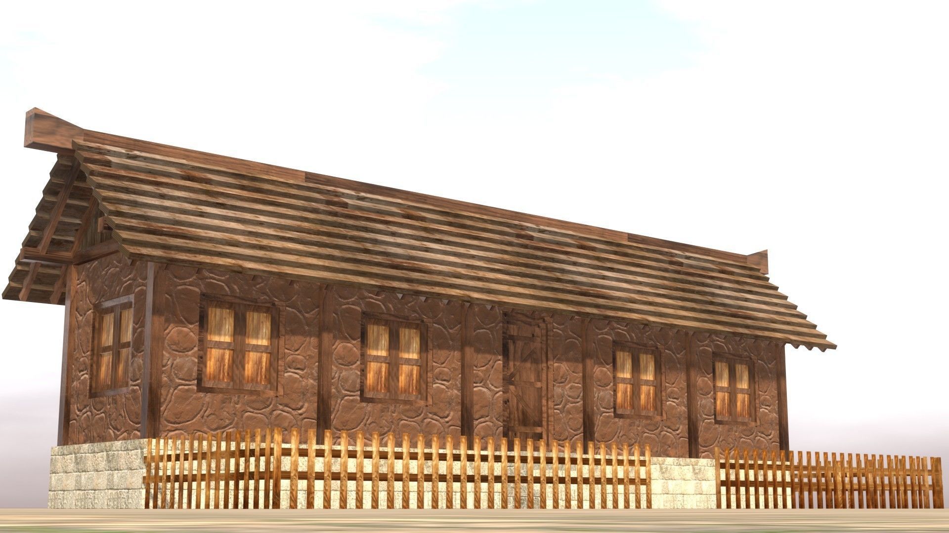 Medieval house twelve 8 Low-poly 3D model_11