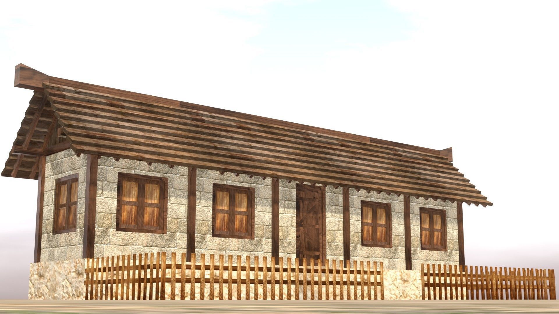 Medieval house twelve 20 Low-poly 3D model_11