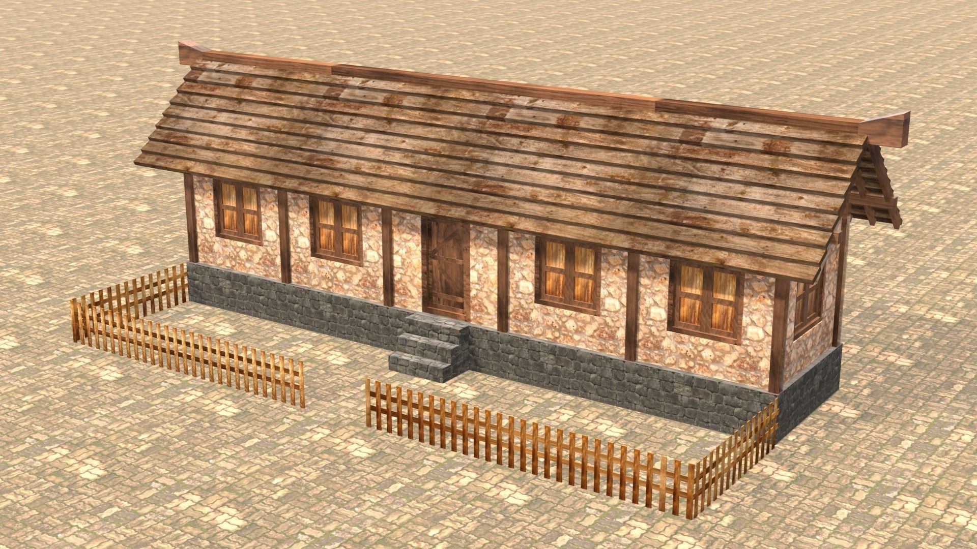 Medieval house twelve 2 Low-poly 3D model_2