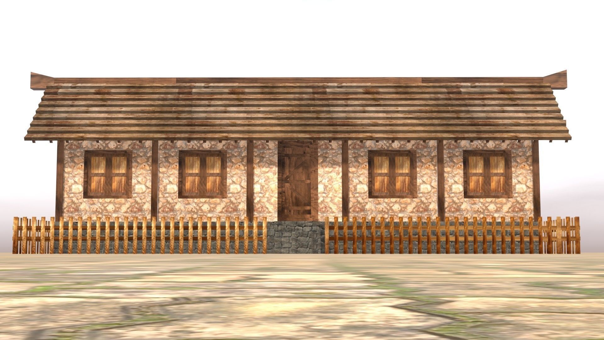 Medieval house twelve 2 Low-poly 3D model_10