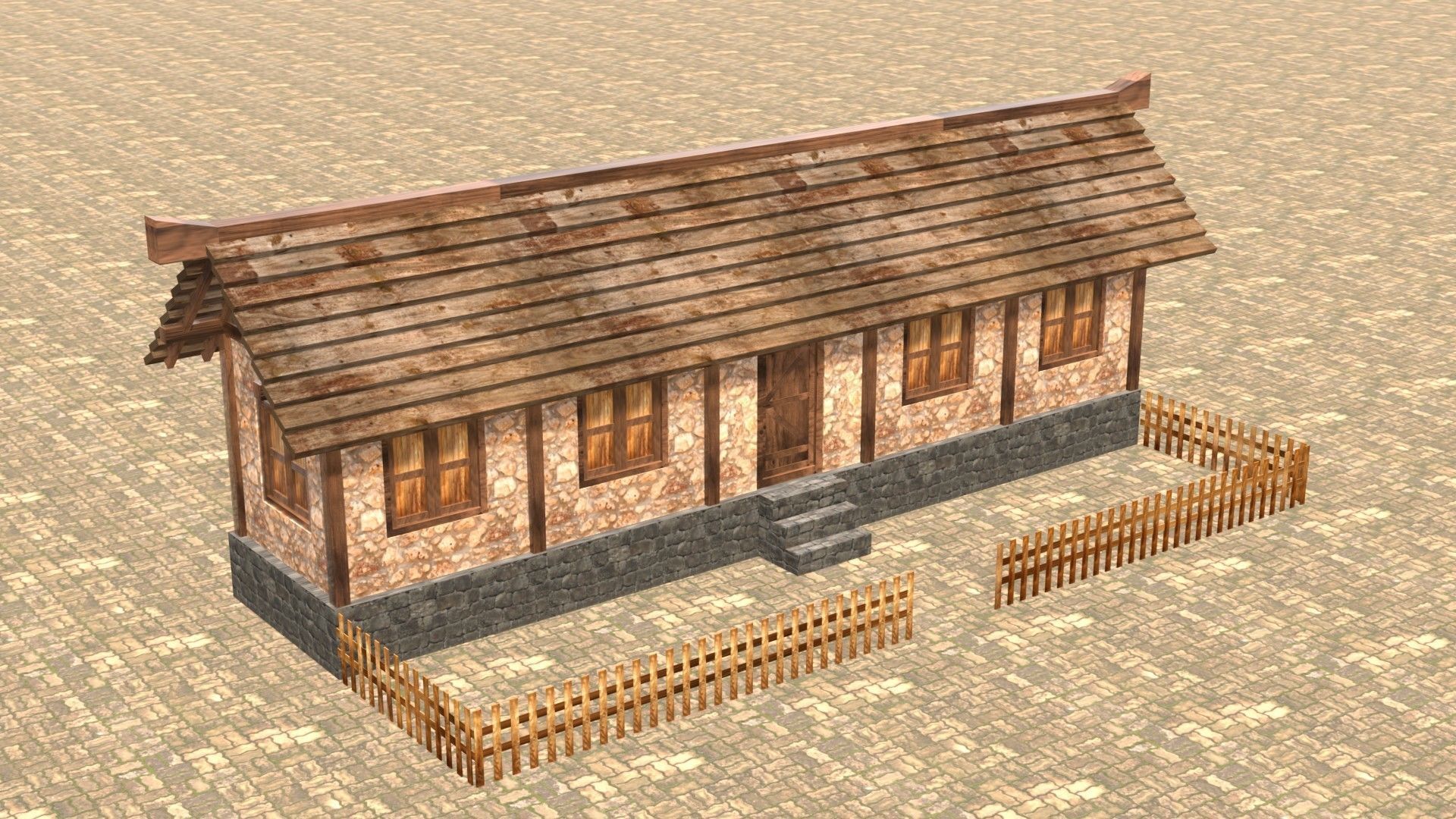 Medieval house twelve 2 Low-poly 3D model_4