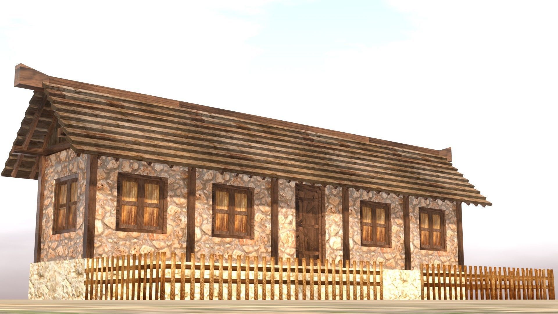 Medieval house twelve 19 Low-poly 3D model_11