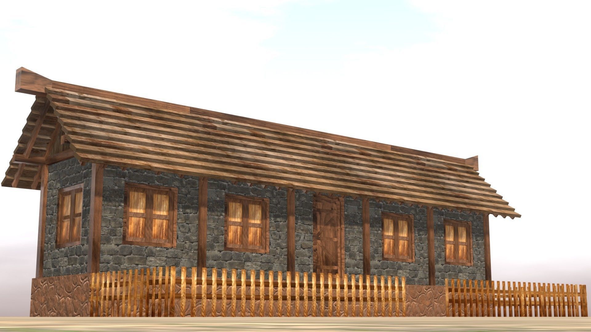 Medieval house twelve 16 Low-poly 3D model_11