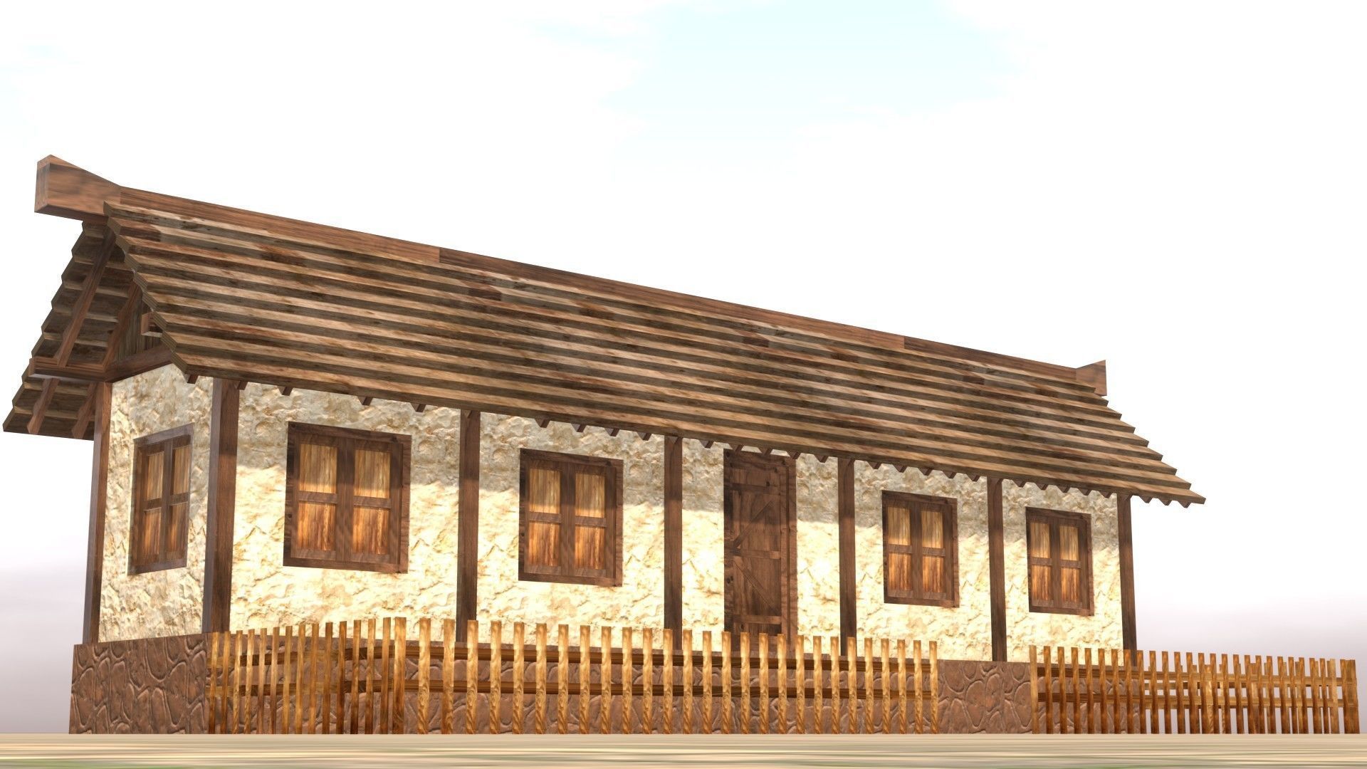 Medieval house twelve 14 Low-poly 3D model_11