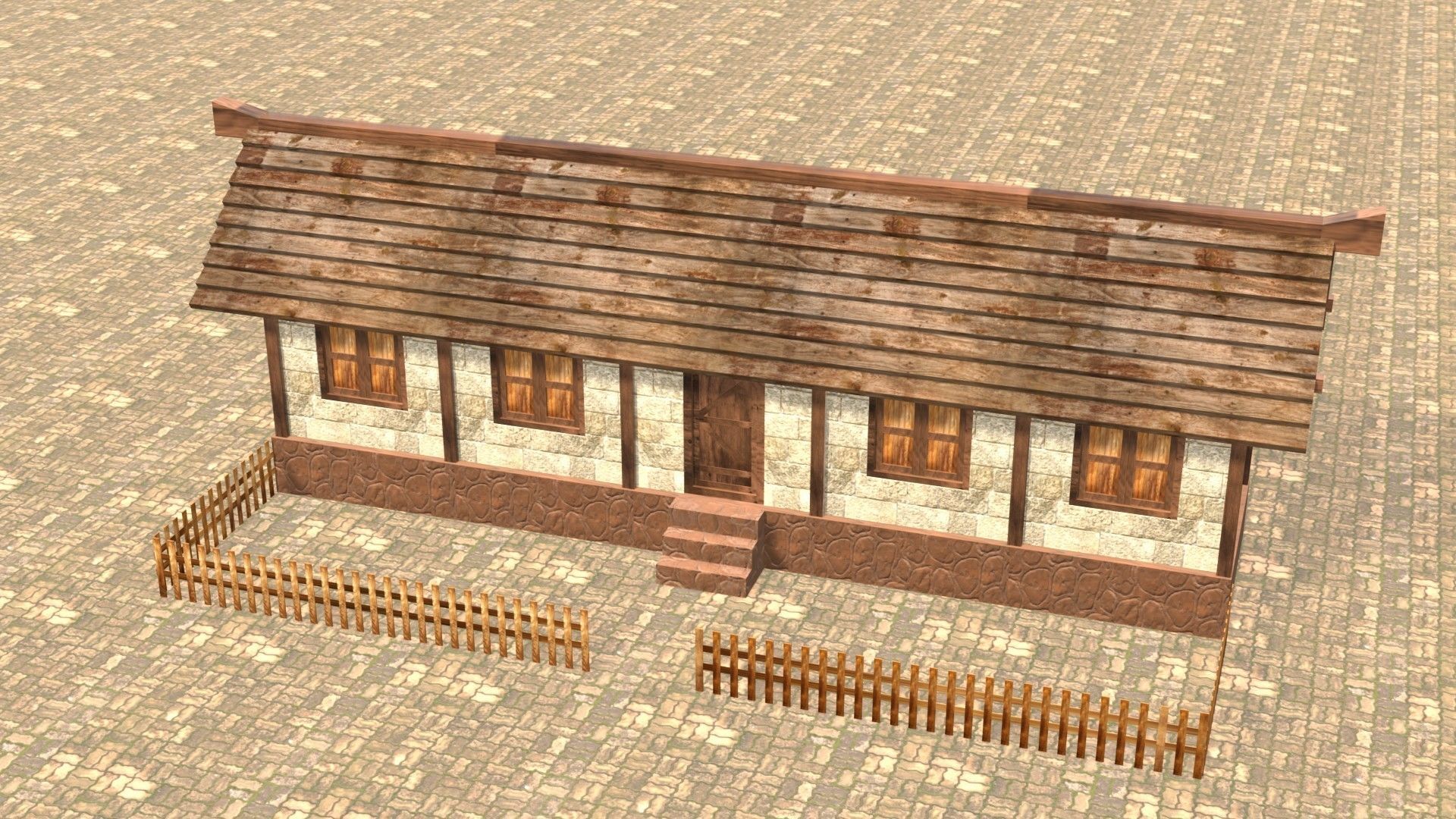 Medieval house twelve 13 Low-poly 3D model_3