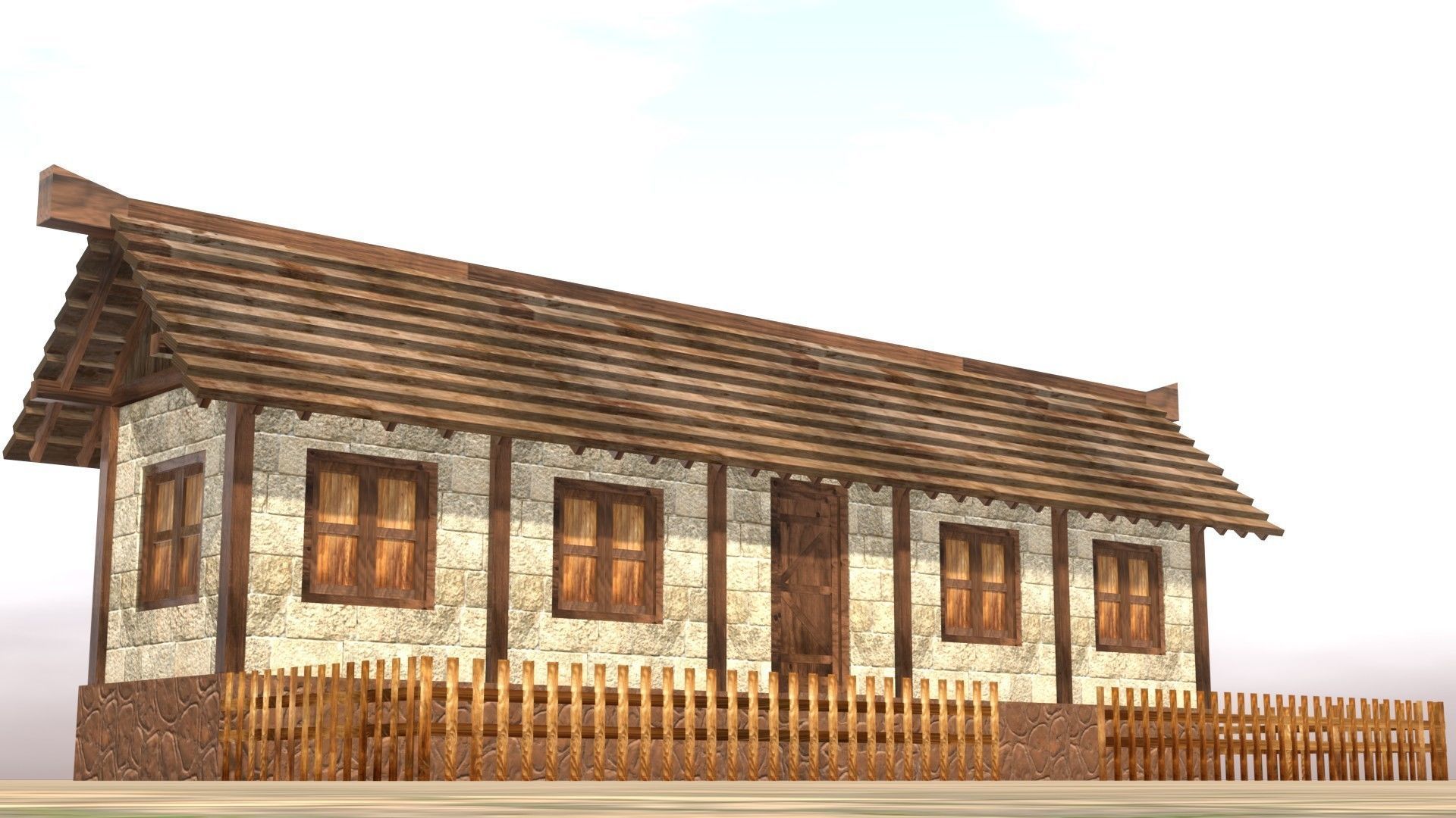 Medieval house twelve 13 Low-poly 3D model_11