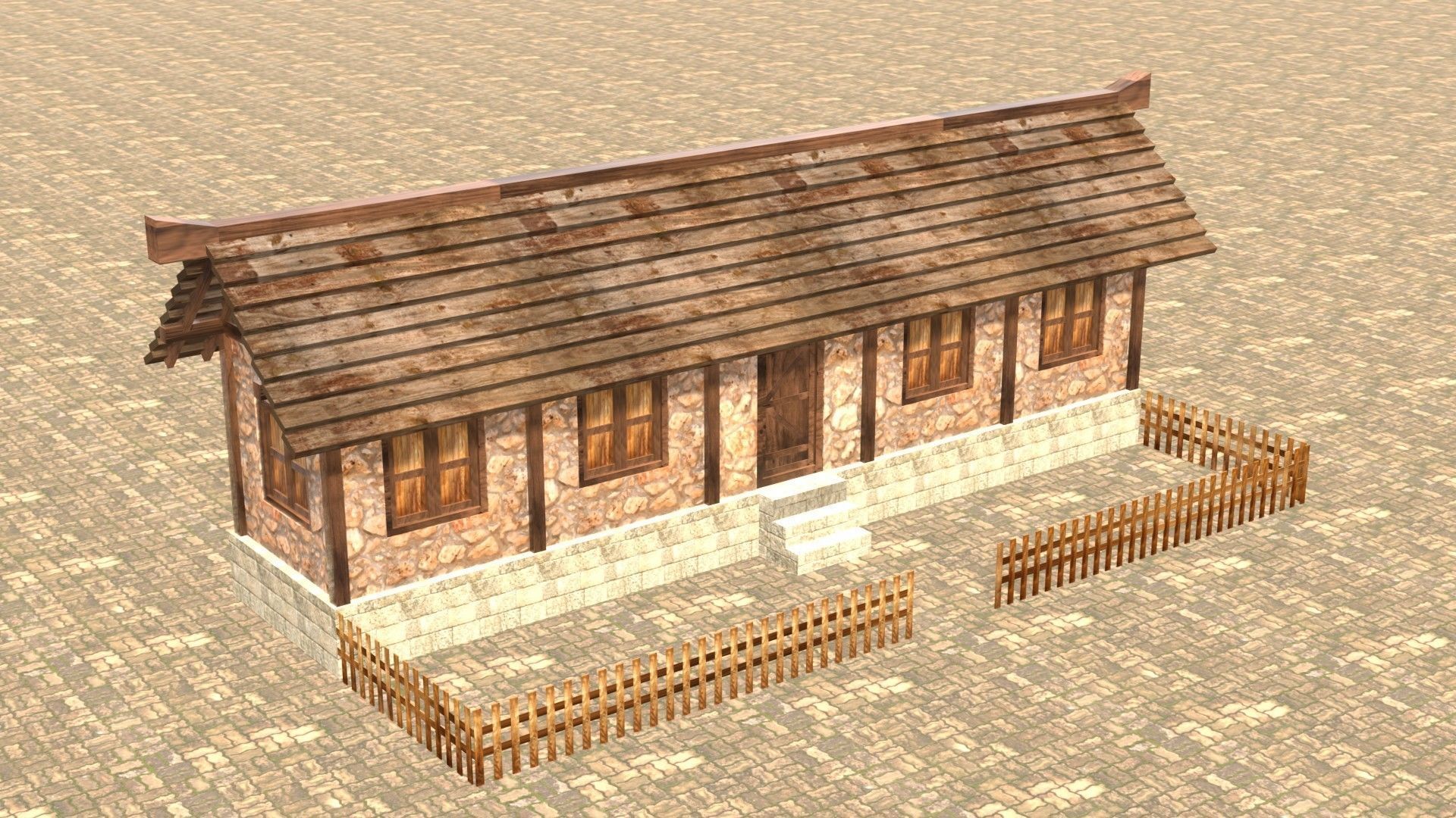 Medieval house twelve 11 Low-poly 3D model_4