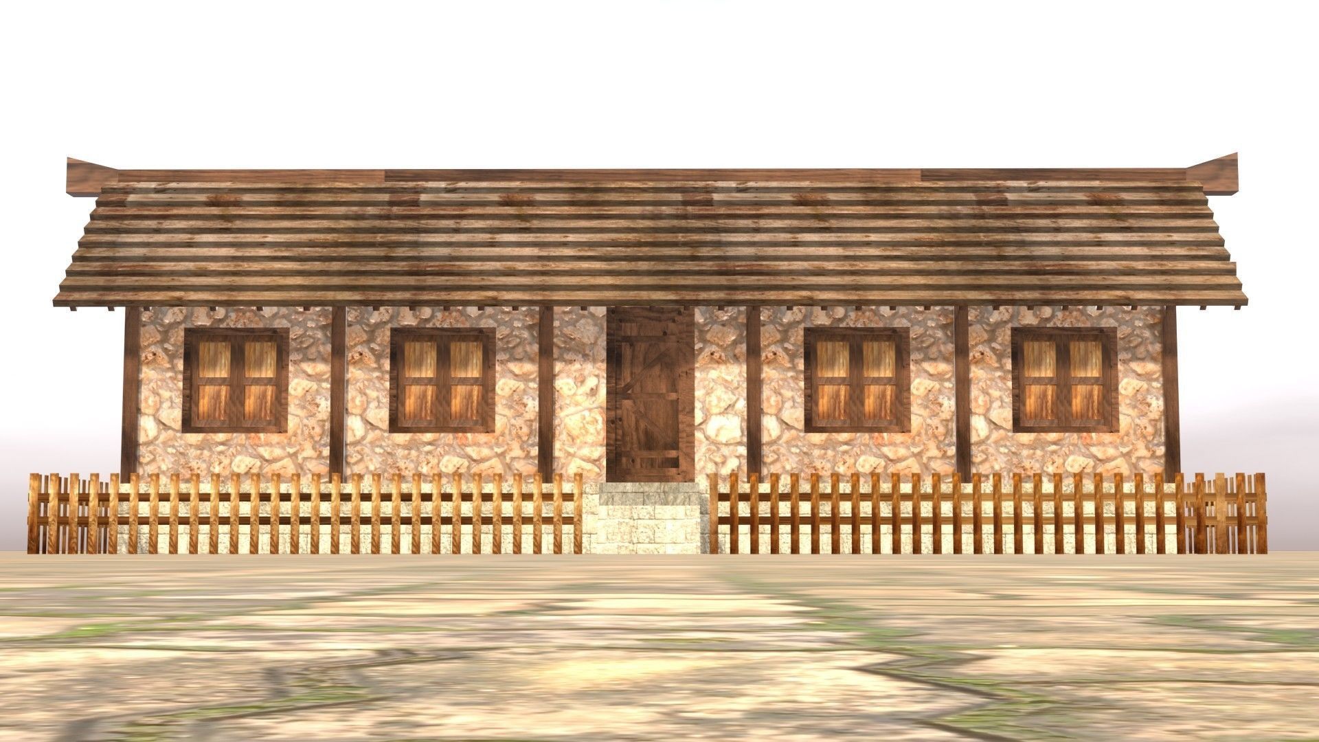 Medieval house twelve 11 Low-poly 3D model_10