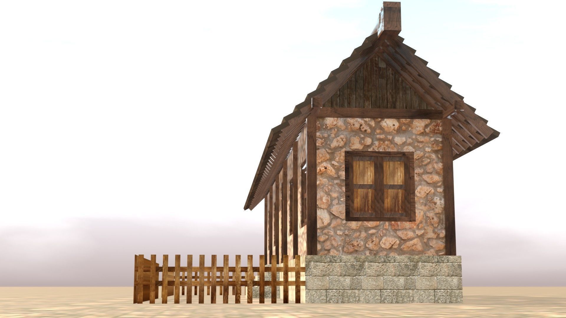 Medieval house twelve 11 Low-poly 3D model_12