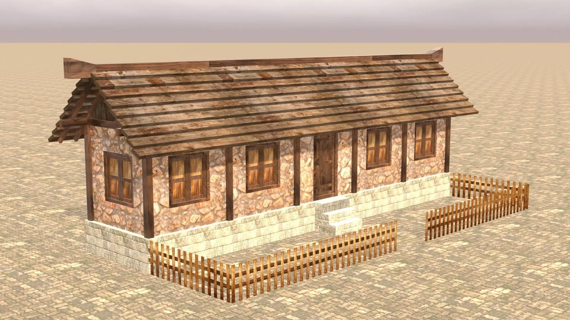 Medieval house twelve 11 Low-poly 3D model_0