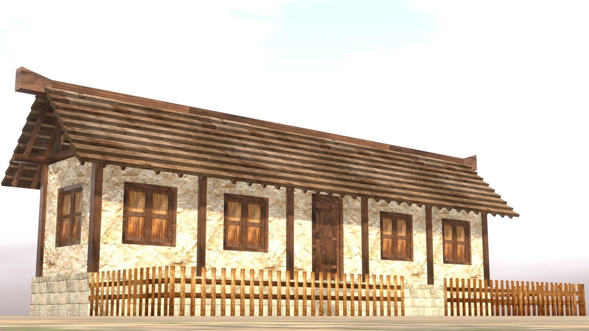 Medieval house twelve 10 Low-poly 3D model_11
