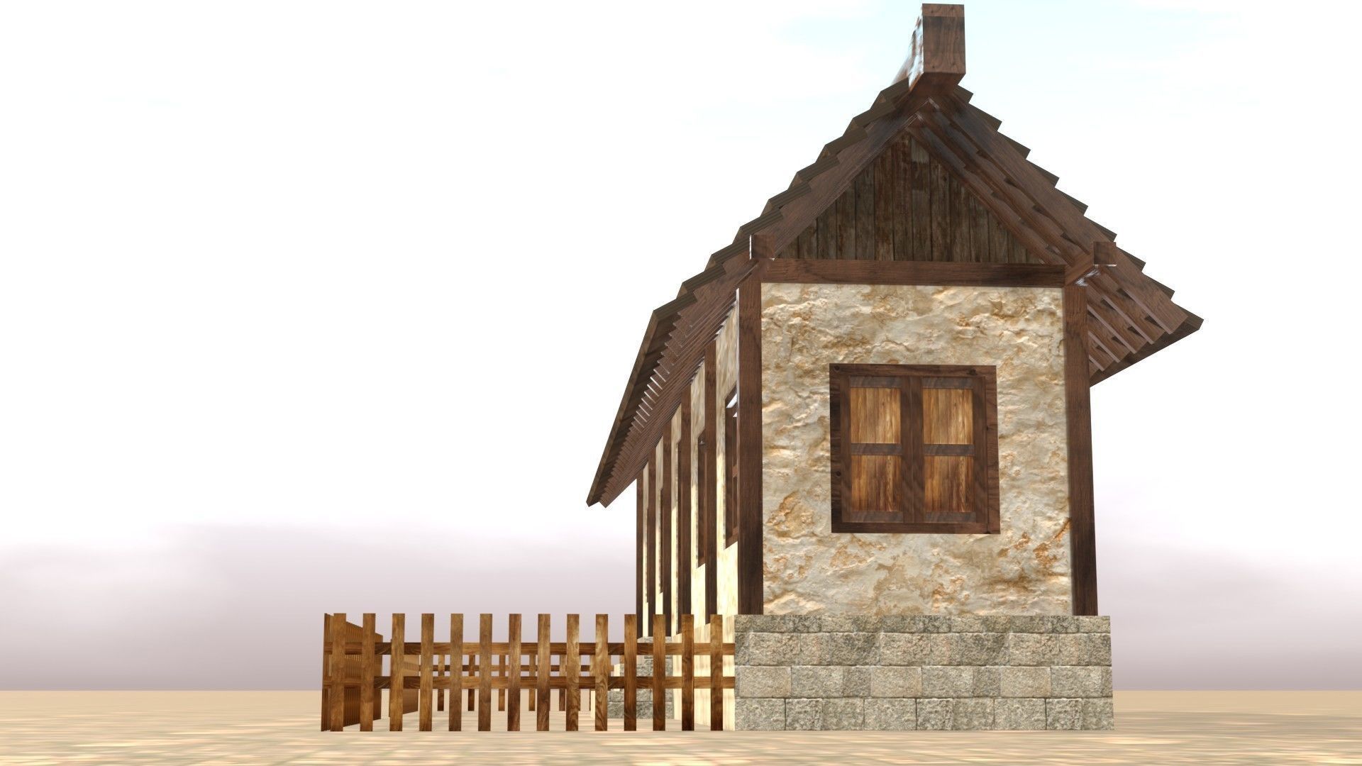 Medieval house twelve 10 Low-poly 3D model_12