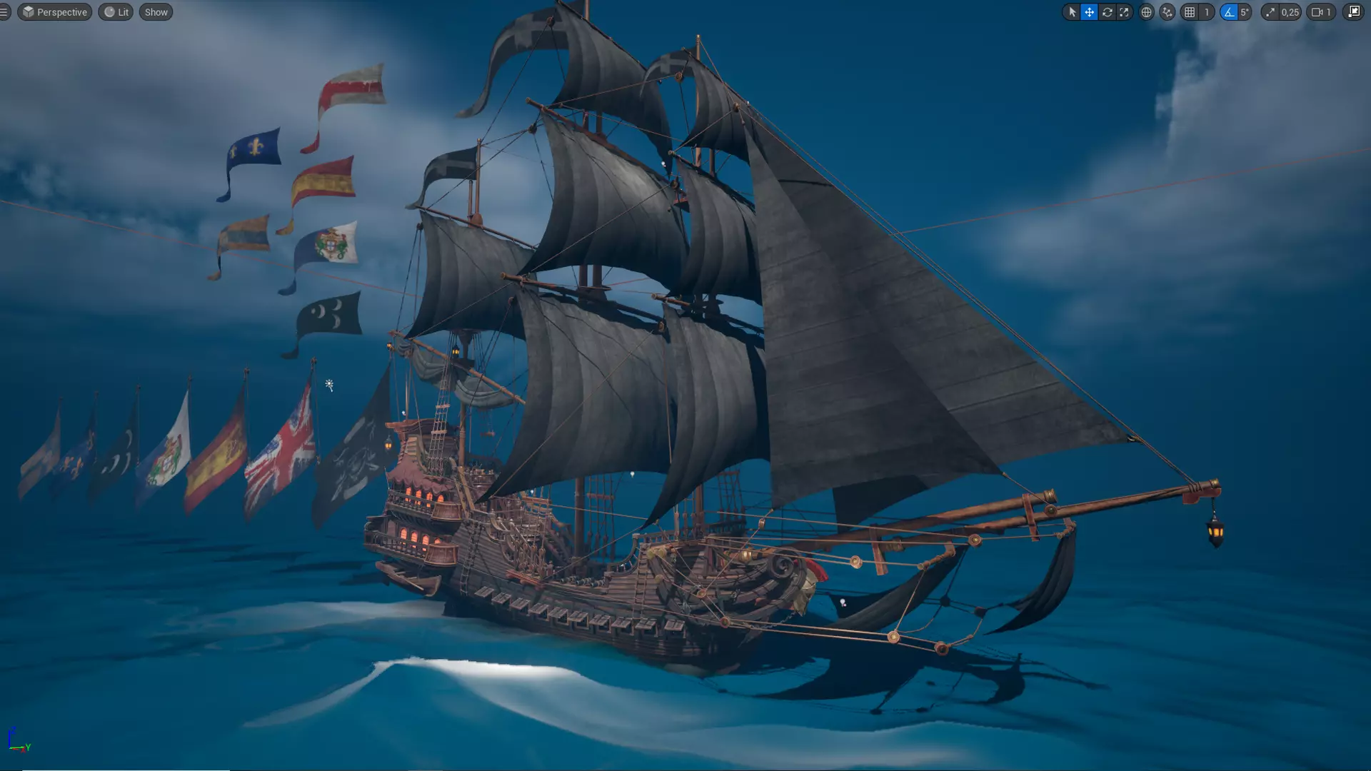 Galleon Spartan Low-poly 3D model_0