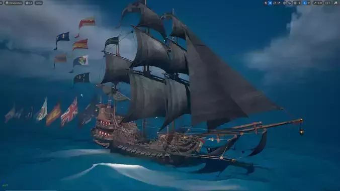 Galleon Spartan Low-poly 3D model