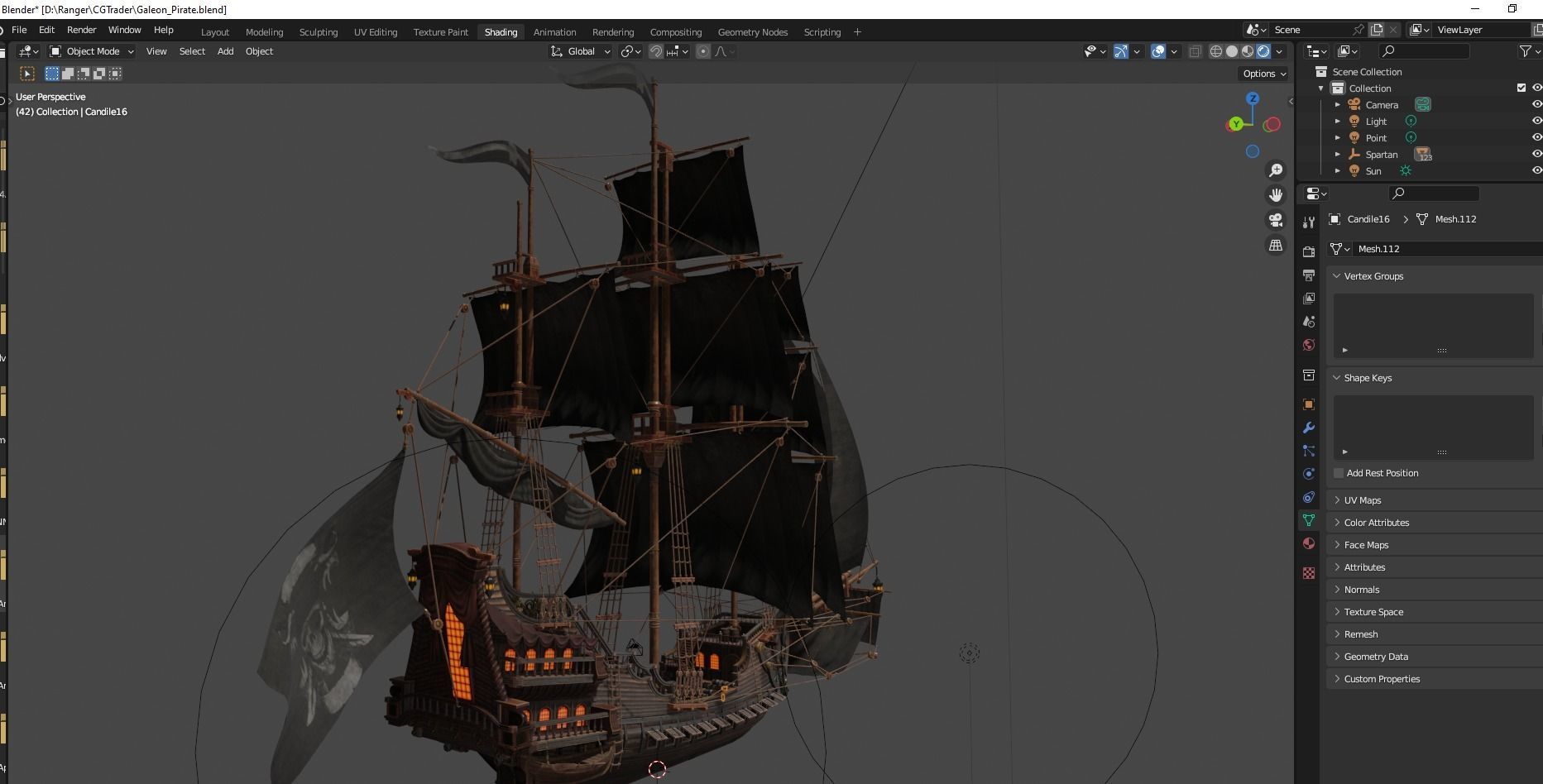 Galleon Spartan Low-poly 3D model_36