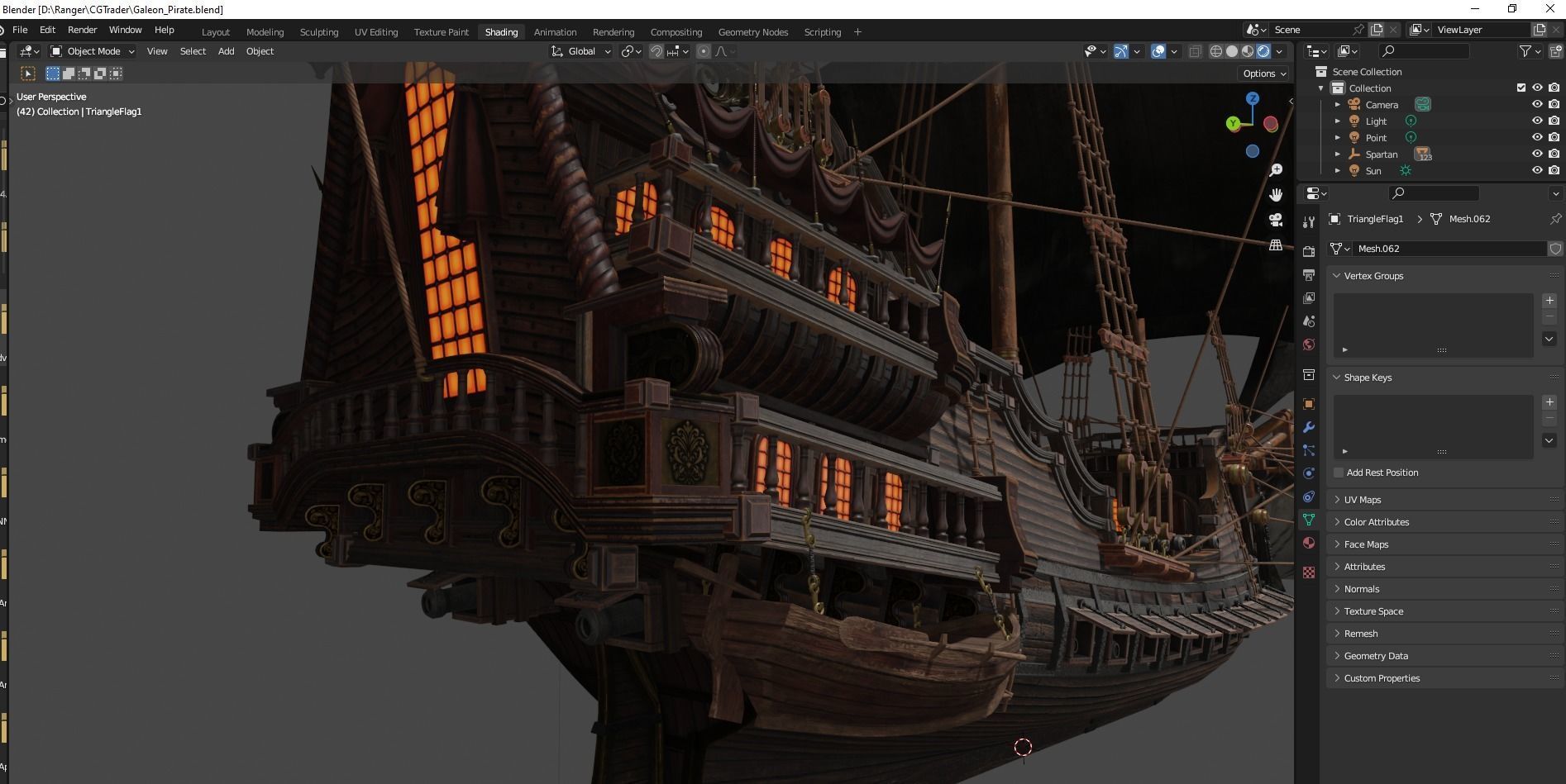 Galleon Spartan Low-poly 3D model_45