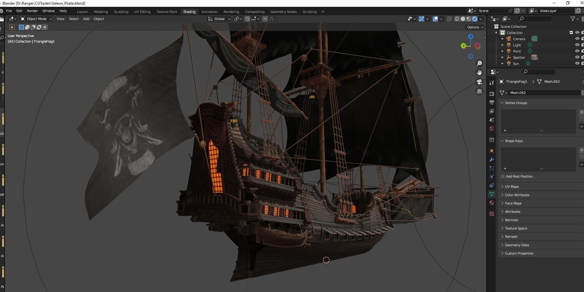 Galleon Spartan Low-poly 3D model_44